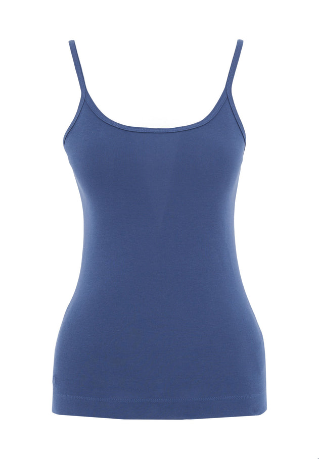 Dames Geribbeld Spaghettibandjestop Marineblauw
