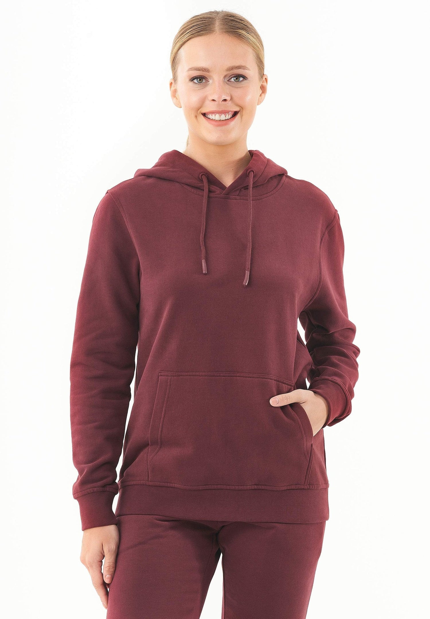 Dames Basic Soft Touch Hoodie Bordeaux