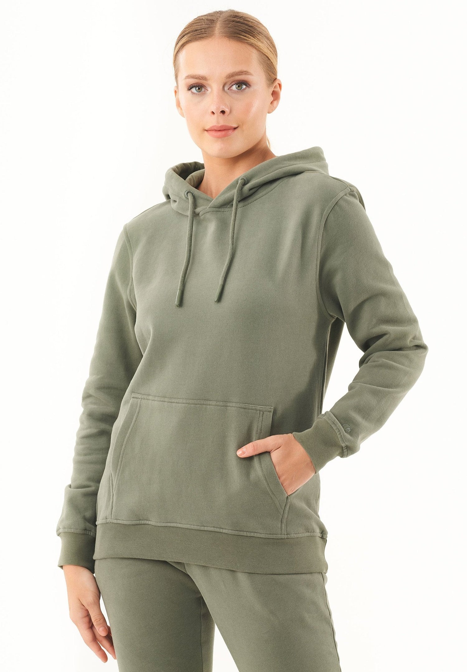 Women's Basic Soft Touch Organic Cotton Hoodie Mid Olive