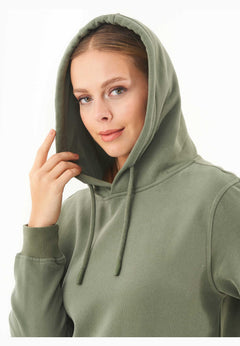 Dames Basic Soft Touch Hoodie Middenolijf