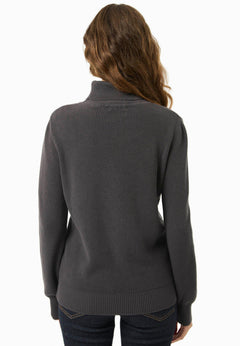 Women's Organic Cotton Turtleneck Knit Asphalt