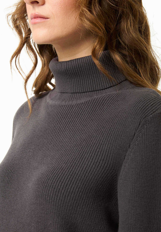 Women's Organic Cotton Turtleneck Knit Asphalt