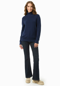 Women's Organic Cotton Turtleneck Knit Navy