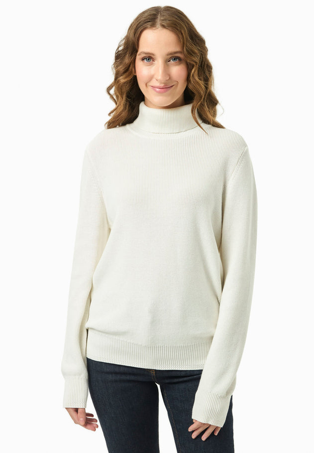 Women's Organic Cotton Turtleneck Knit Off White