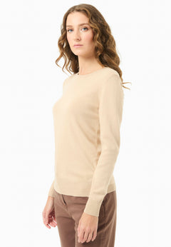 Women's Round Neck Organic Cotton Knit Beige