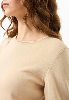 Women's Round Neck Organic Cotton Knit Beige