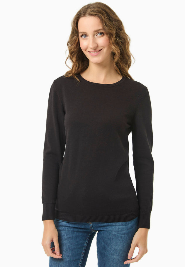 Women's Round Neck Organic Cotton Knit Black