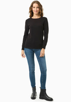 Women's Round Neck Organic Cotton Knit Black