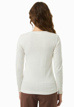 Women's Round Neck Organic Cotton Knit Off White