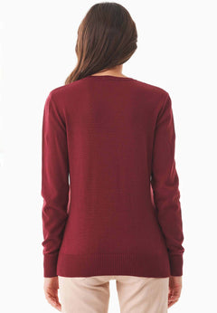 Women's Round Neck Organic Cotton Knit Syrah Red