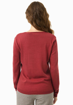 V-Neck Knitted Organic Cotton Sweater Merlot
