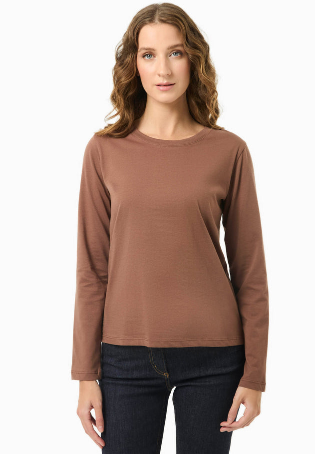 Women's Casual Long-Sleeved T-Shirt Cocoa Brown