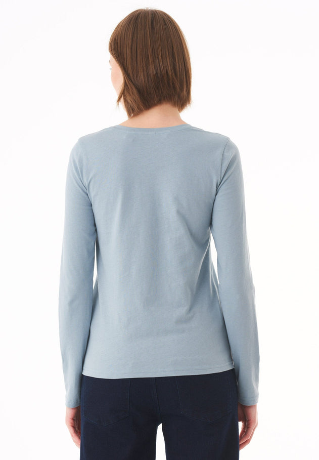 Women's Casual Long-Sleeved T-Shirt Dusty Blue