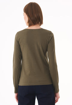 Women's Casual Long-Sleeved T-Shirt Military Olive