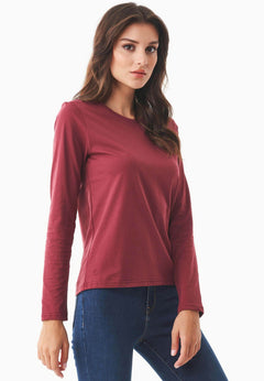 Women's Casual Long-Sleeved T-Shirt Syrah Red