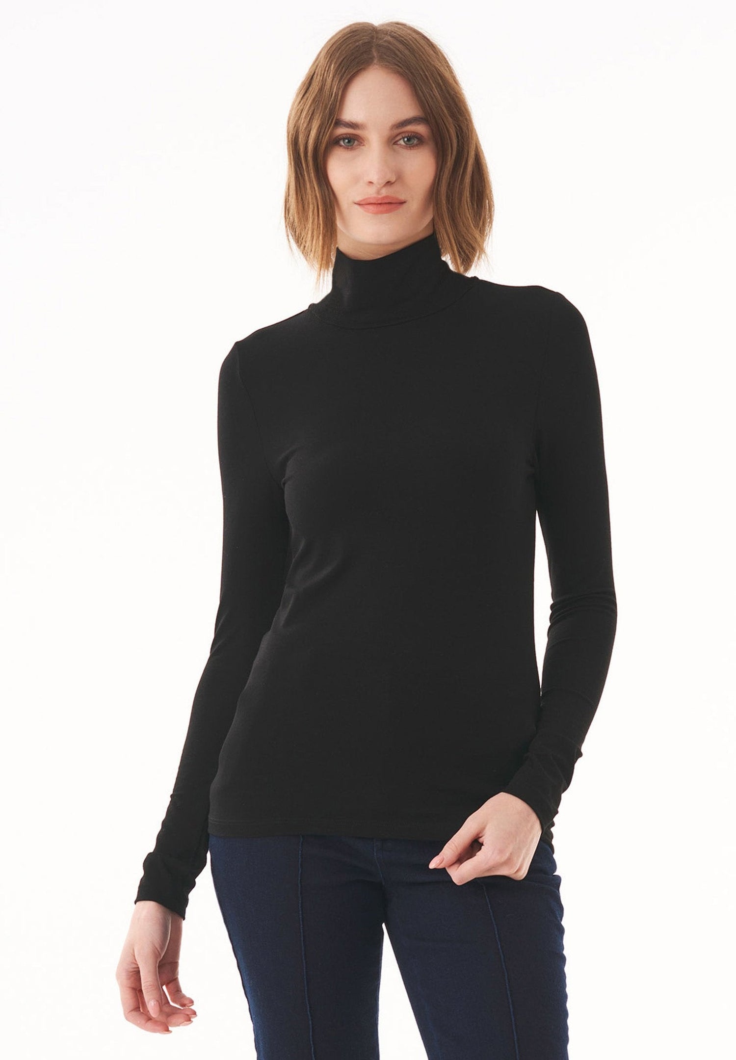Women's Turtleneck Long-Sleeve Top Black