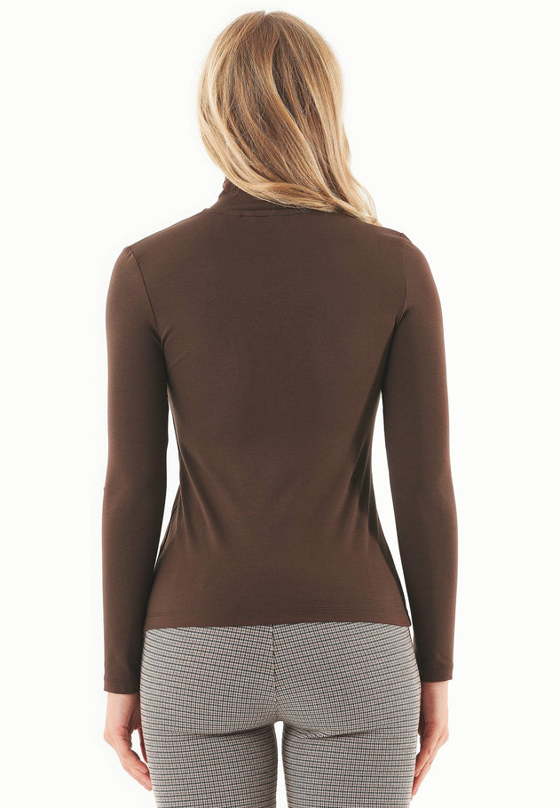 Women's Turtleneck Long-Sleeve Top Chestnut Brown
