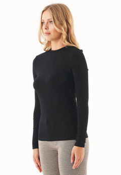 Women's O-Neck Long-Sleeve Top Black