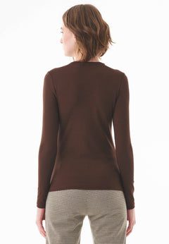 Women's O-Neck Long-Sleeve Top Chestnut Brown