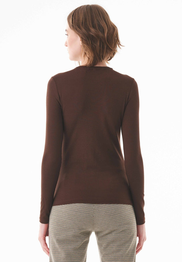 Women's O-Neck Long-Sleeve Top Chestnut Brown