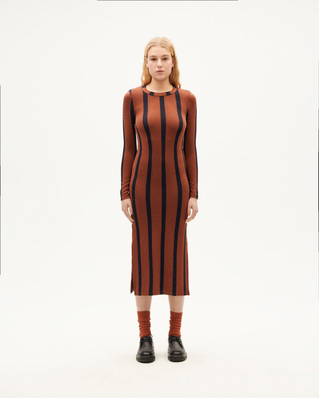 Gina Dress Brown Striped