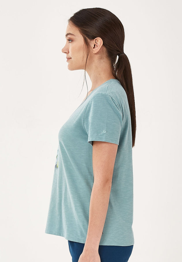 Dames V-hals Cocktail T-shirt Miami Sky
