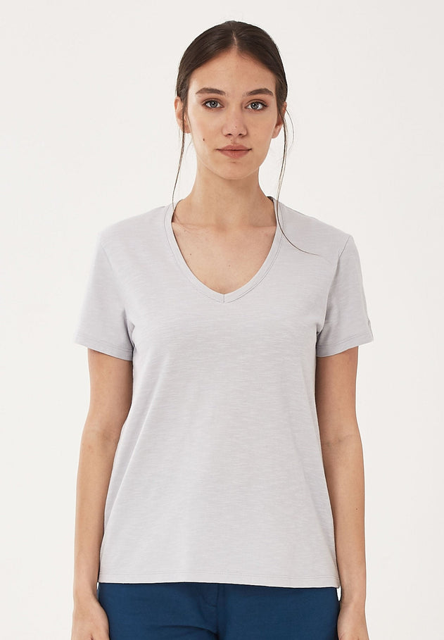 Dames V-hals T-shirt Cloud Grey