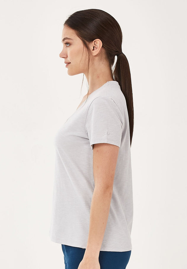 Dames V-hals T-shirt Cloud Grey