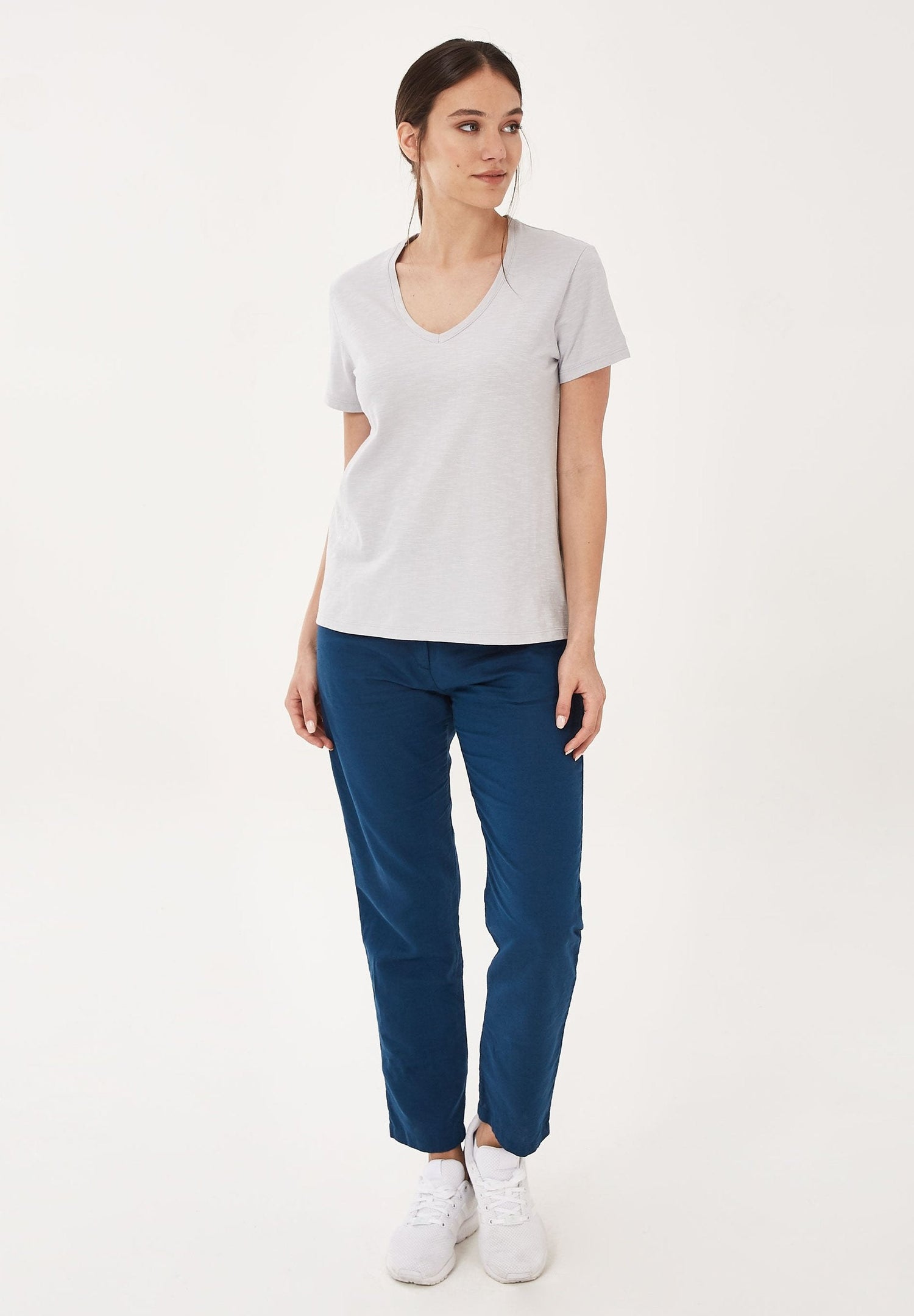 Dames V-hals T-shirt Cloud Grey