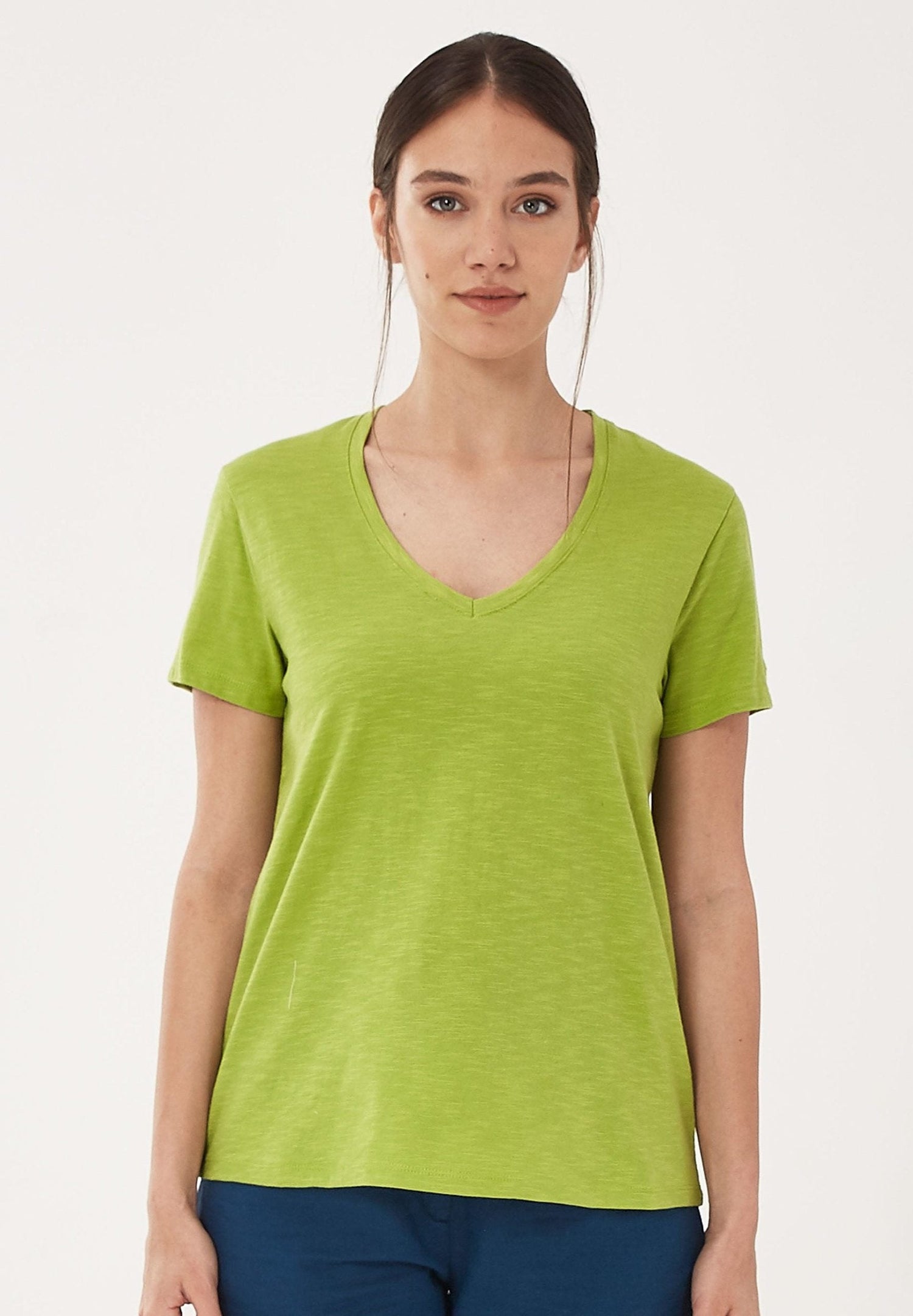 Dames V-hals T-shirt Meadow Green