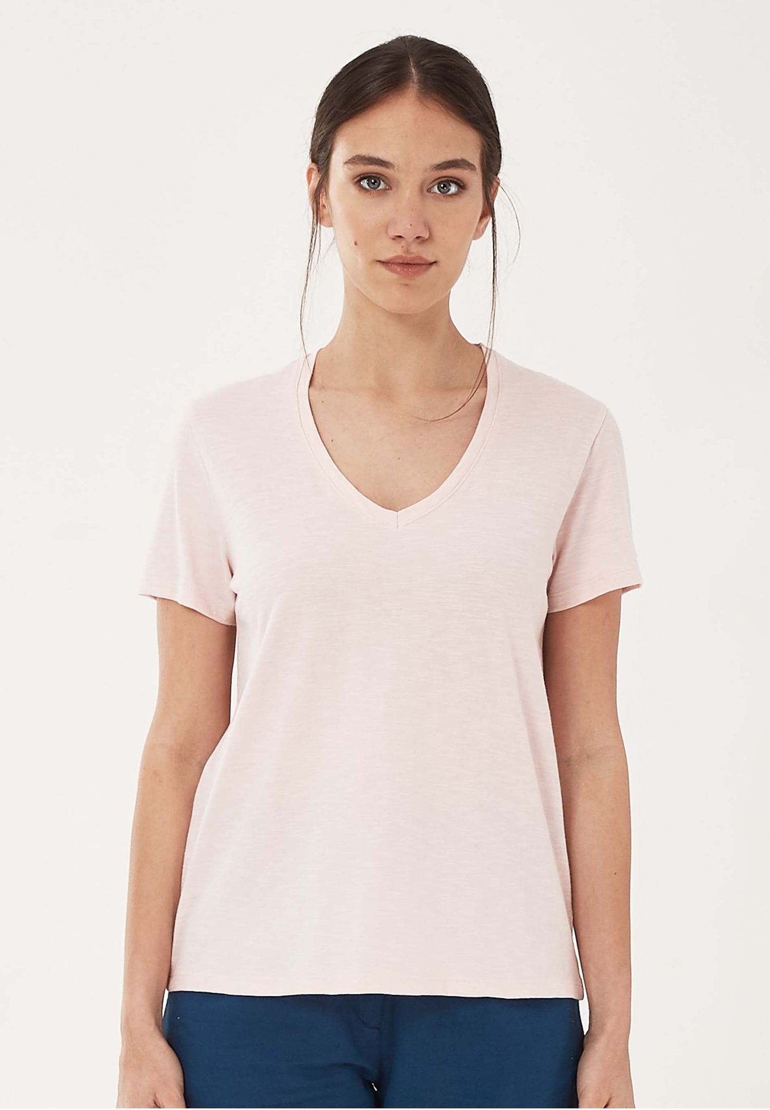 Dames V-hals T-shirt Powder