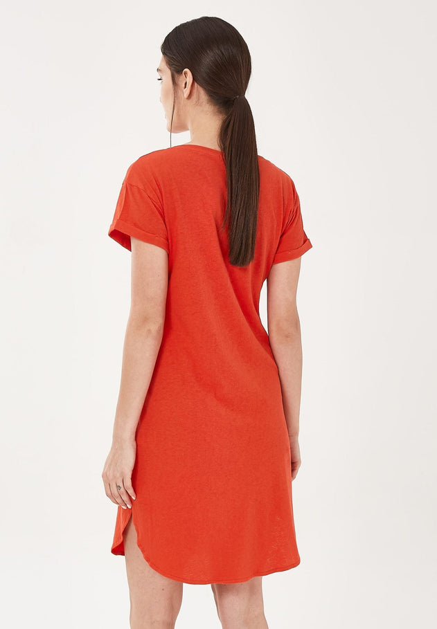 Linnenmix Jersey Jurk Rood
