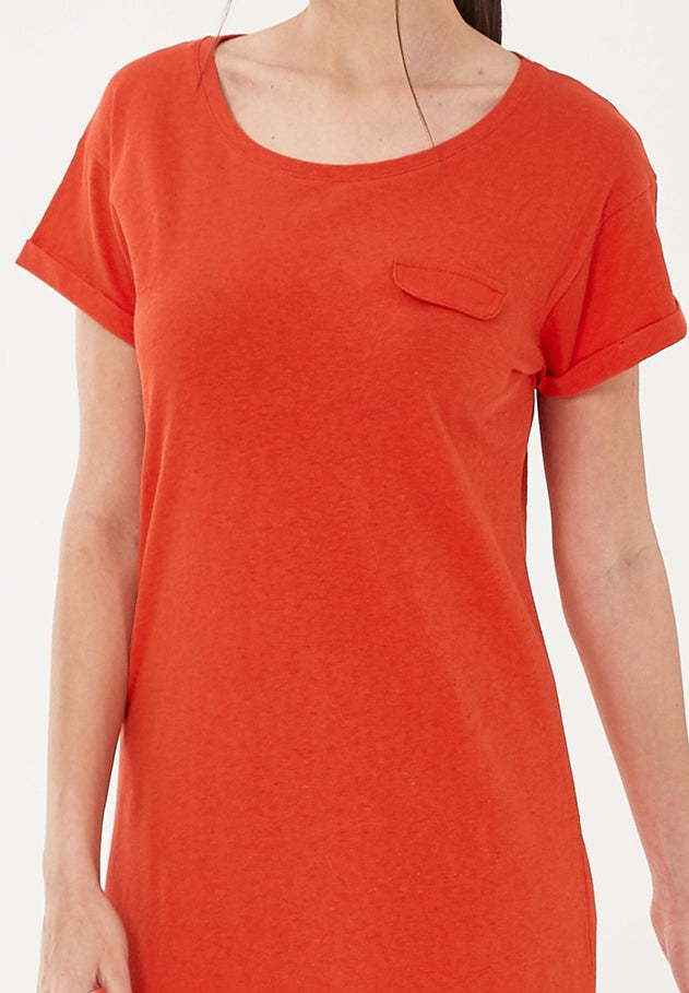 Linnenmix Jersey Jurk Rood