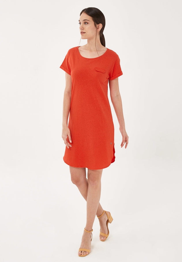 Linnenmix Jersey Jurk Rood