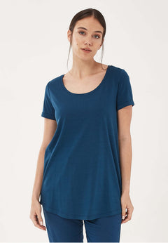 Lyocellmix Ronde hals T-shirt Marineblauw