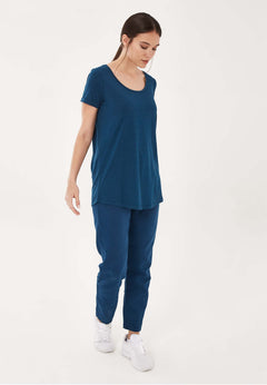 Lyocellmix Ronde hals T-shirt Marineblauw