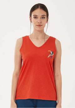 Toucan Geborduurd Tanktop Rood