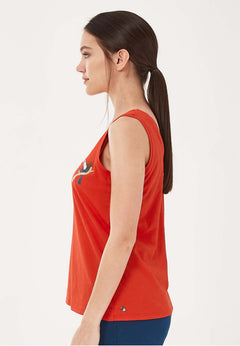 Toucan Geborduurd Tanktop Rood