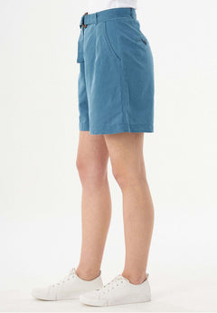 Met ceintuur Linnen-katoen Short Petrol Blue
