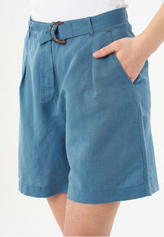 Met ceintuur Linnen-katoen Short Petrol Blue