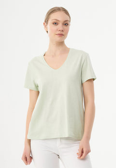 V-hals T-shirt Sage Green