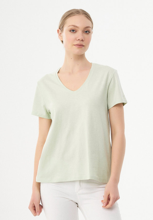 V-hals T-shirt Sage Green