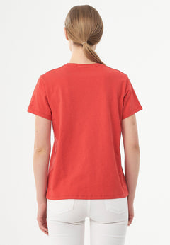 Women's Basic V-Neck T-Shirt Red