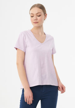 V-hals T-shirt Lavender Fog