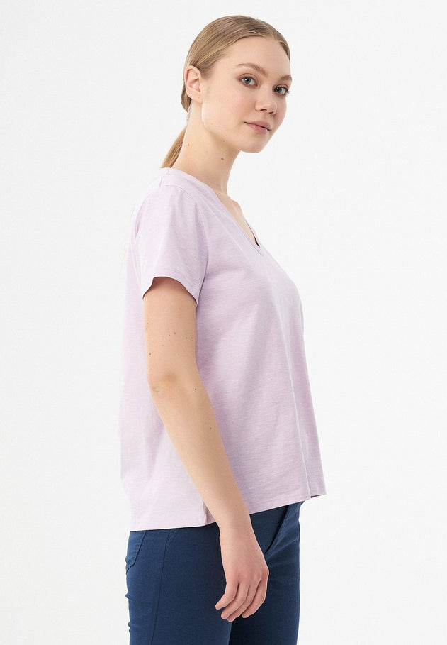 V-hals T-shirt Lavender Fog