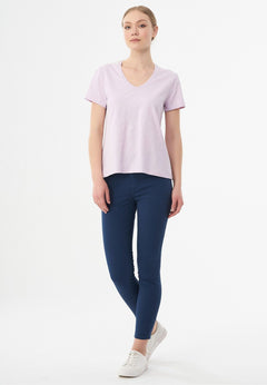 V-hals T-shirt Lavender Fog