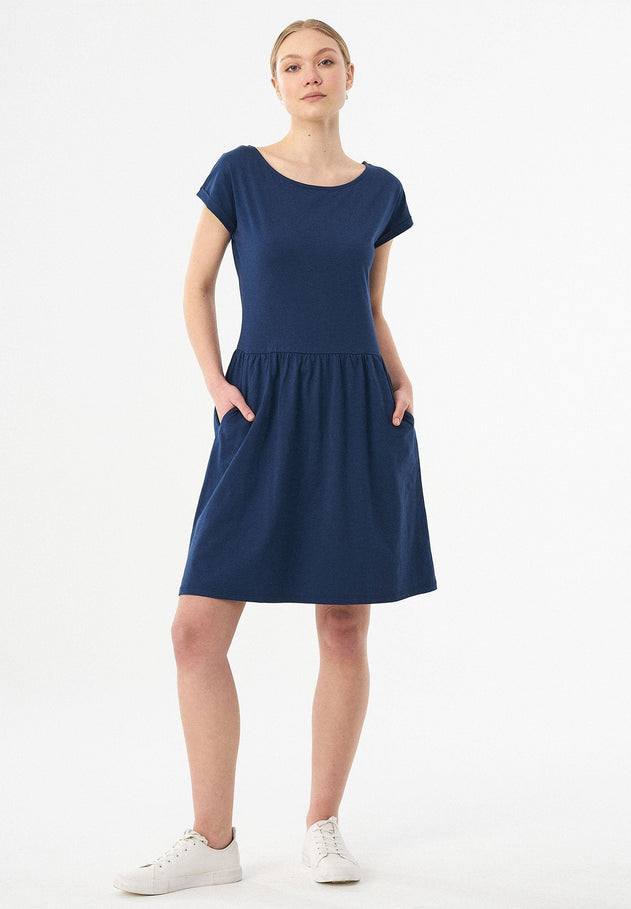 Slub jersey Jurk Marineblauw