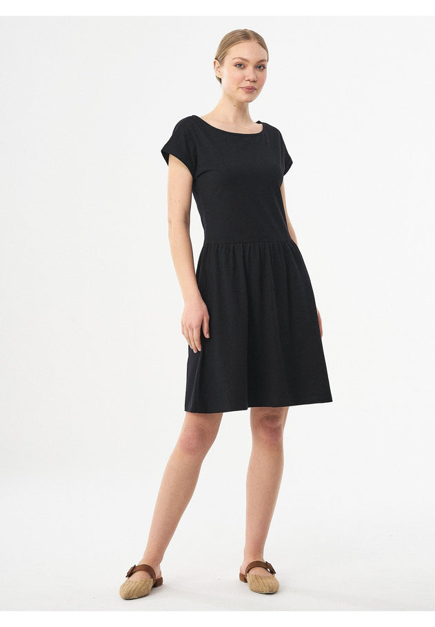 Slub jersey Met zijzakken Jurk Zwart