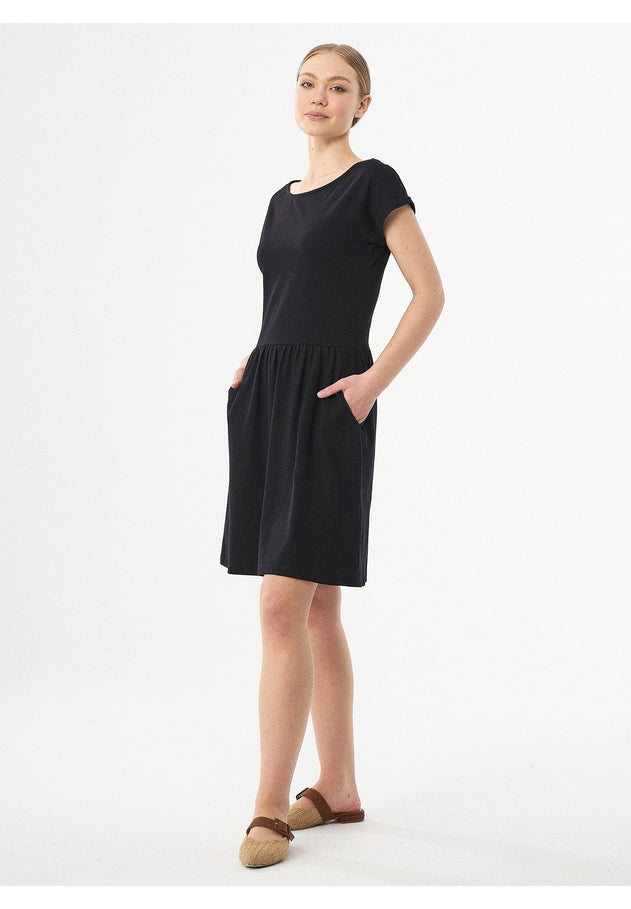 Slub jersey Met zijzakken Jurk Zwart
