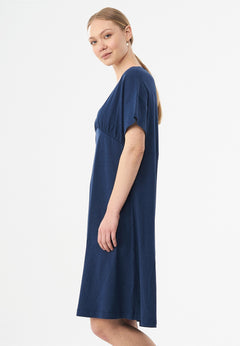 Linnenmix Jersey Jurk Marineblauw